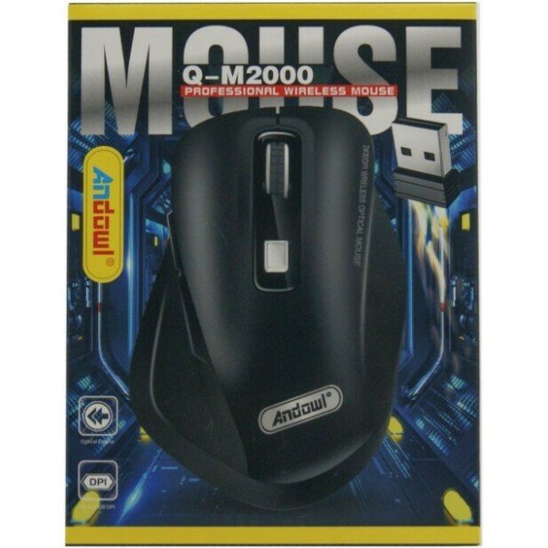 Andowl Q-M2000 Ασύρματο Εργονομικό Ποντίκι Μαύρο