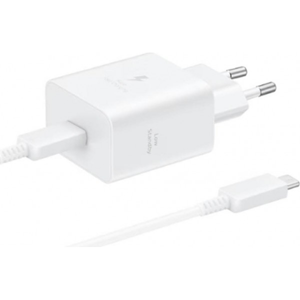 Samsung Φορτιστής με Θύρα USB-C και Καλώδιο USB-C - USB-C 45W Λευκός (EP-T4511X)